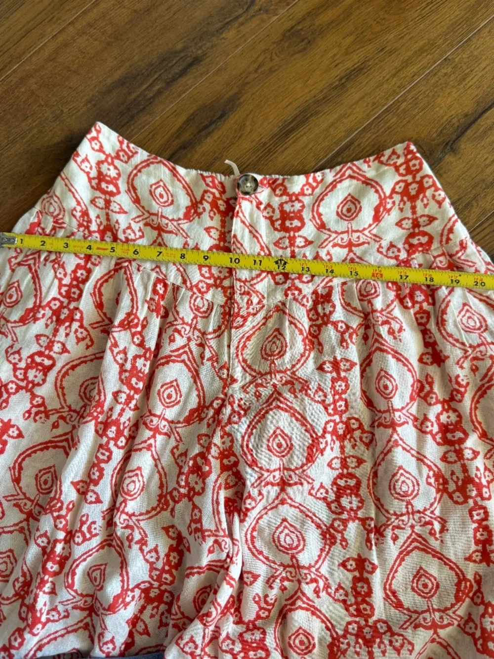 Free People Coral Red Print Balloon Harem Pants Boho Cotton India Large - Picture 10 of 15